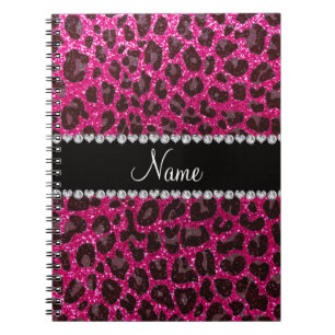 Glitterleopardneondruck des heißen Rosas des Notizblock