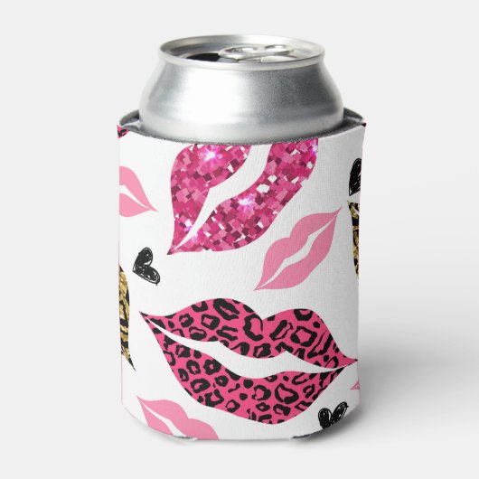Glitternde Lippen: Leopard-Modedesign Dosenkühler (Kanne Vorderseite)