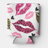 Glitternde Lippen: Leopard-Modedesign Dosenkühler (Vorderseite)