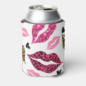 Glitternde Lippen: Leopard-Modedesign Dosenkühler (Kanne Rückseite)