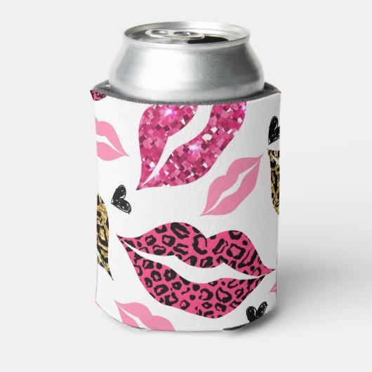 Glitternde Lippen: Leopard-Modedesign Dosenkühler (Kanne Rückseite)