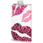 Glitternde Lippen: Leopard-Modedesign Flachmann (Links)