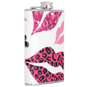 Glitternde Lippen: Leopard-Modedesign Flachmann (Rechts)