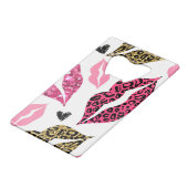 Glitternde Lippen: Leopard-Modedesign Geldbeutel Flaschenöffner (Vorderseite Schrägansicht)