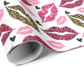 Glitternde Lippen: Leopard-Modedesign Geschenkpapier (Rolleneckpunkt)