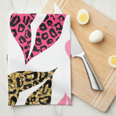 Glitternde Lippen: Leopard-Modedesign Geschirrtuch (Viertel Falte)