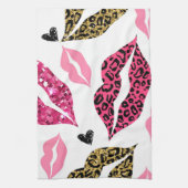 Glitternde Lippen: Leopard-Modedesign Geschirrtuch (Vertikal)