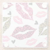 Glitternde Lippen: Leopard-Modedesign Glasuntersetzer (Rückseite)