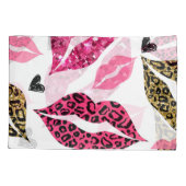 Glitternde Lippen: Leopard-Modedesign Kissenbezug (Rückseite)