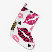 Glitternde Lippen: Leopard-Modedesign Kleiner Weihnachtsstrumpf (Vorderansicht (hängend))