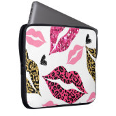 Glitternde Lippen: Leopard-Modedesign Laptopschutzhülle (Vorne Rechts)