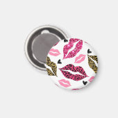 Glitternde Lippen: Leopard-Modedesign Magnet (Vorderseite/Rückseite)