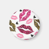 Glitternde Lippen: Leopard-Modedesign Magnet (Vorne)