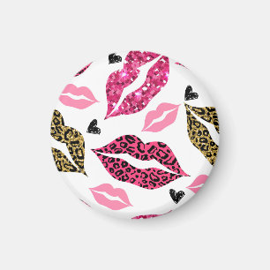 Glitternde Lippen: Leopard-Modedesign Magnet
