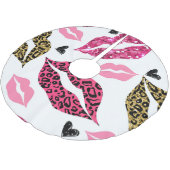 Glitternde Lippen: Leopard-Modedesign Polyester Weihnachtsbaumdecke (Schrägansicht)
