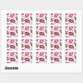 Glitternde Lippen: Leopard-Modedesign Quadratischer Aufkleber (Blatt)