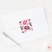 Glitternde Lippen: Leopard-Modedesign Quadratischer Aufkleber (Umschlag)