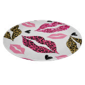 Glitternde Lippen: Leopard-Modedesign Schneidebrett (Ecke)