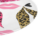 Glitternde Lippen: Leopard-Modedesign Schneidebrett (Ecke)