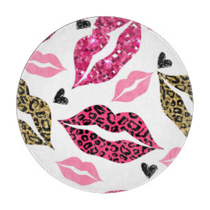 Glitternde Lippen: Leopard-Modedesign Schneidebrett