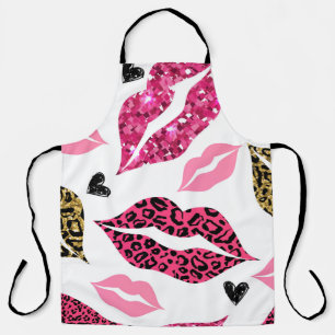 Glitternde Lippen: Leopard-Modedesign Schürze