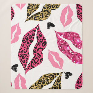 Glitternde Lippen: Leopard-Modedesign Sherpadecke