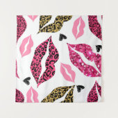 Glitternde Lippen: Leopard-Modedesign Wandteppich (Vorderseite (Horizontal))