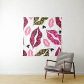 Glitternde Lippen: Leopard-Modedesign Wandteppich (Beispiel (Horizontal))