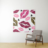 Glitternde Lippen: Leopard-Modedesign Wandteppich (Beispiel)