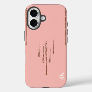 Glitternde Tropfen im rosa Hintergrund iPhone 16 Hülle