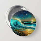Glitternde unterschiedliche Ozeanwellen Button (Vorne & Hinten)