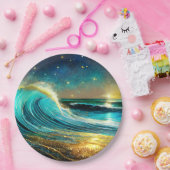 Glitternde unterschiedliche Ozeanwellen Pappteller (Party)