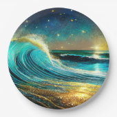 Glitternde unterschiedliche Ozeanwellen Pappteller (Vorderseite)