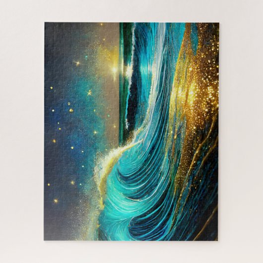 Glitternde unterschiedliche Ozeanwellen Puzzle (Vertikal)