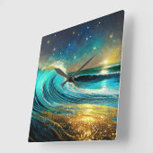 Glitternde unterschiedliche Ozeanwellen Quadratische Wanduhr (Winkel)