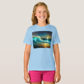 Glitternde unterschiedliche Ozeanwellen T-Shirt (Vorne ganz)