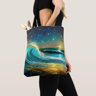 Glitternde unterschiedliche Ozeanwellen Tasche
