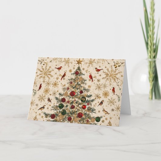 Glitternder Weihnachtsbaum mit Goldfolie Karte (Vorderseite)