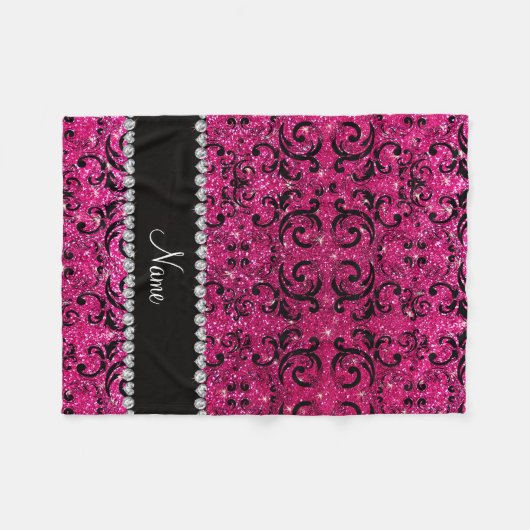 Glitterneondamast des heißen Rosas des Fleecedecke (Vorderseite (Horizontal))