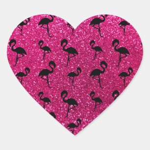 Glitterneonflamingos des heißen Rosas Herz-Aufkleber