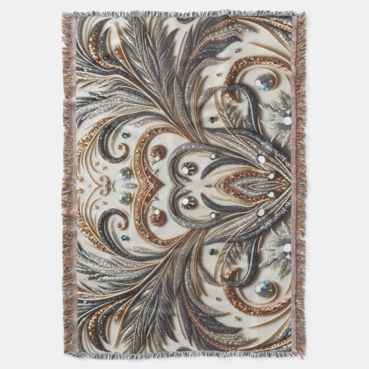 Glitternes Blumenmuster mit Edelstein Decke (Vorderseite Vertikal)