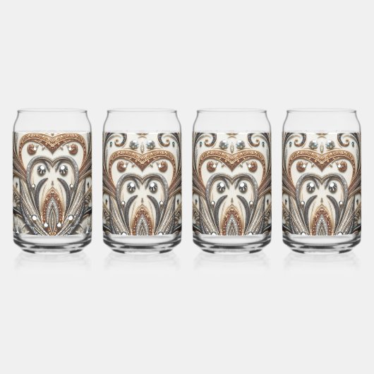 Glitternes Blumenmuster mit Edelstein Dosenglas (Links)