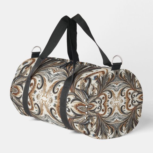 Glitternes Blumenmuster mit Edelstein Duffle Bag (Linke Seite)