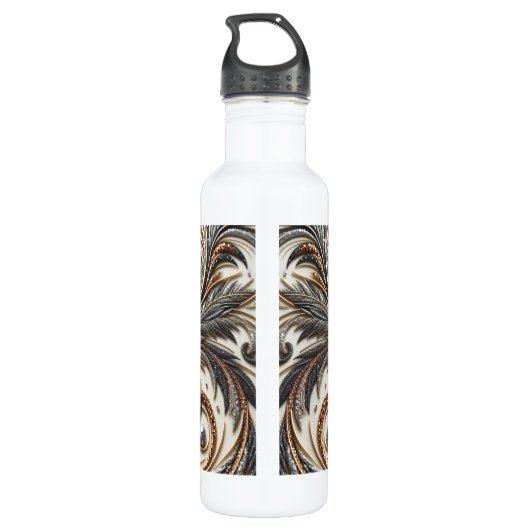 Glitternes Blumenmuster mit Edelstein Edelstahlflasche (Rückseite)