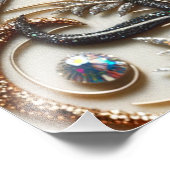 Glitternes Blumenmuster mit Edelstein Fotodruck (Ecke)
