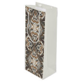 Glitternes Blumenmuster mit Edelstein Geschenktüte Für Weinflaschen (Vorderseite Schrägansicht)