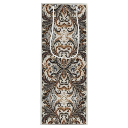 Glitternes Blumenmuster mit Edelstein Geschenktüte Für Weinflaschen (Vorderseite)