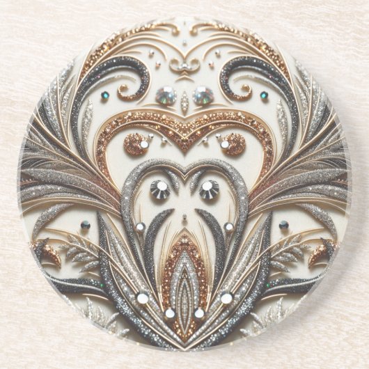 Glitternes Blumenmuster mit Edelstein Getränkeuntersetzer (Vorne)