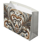 Glitternes Blumenmuster mit Edelstein Große Geschenktüte (Rückseite Schrägansicht)