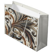 Glitternes Blumenmuster mit Edelstein Große Geschenktüte (Vorderseite Schrägansicht)